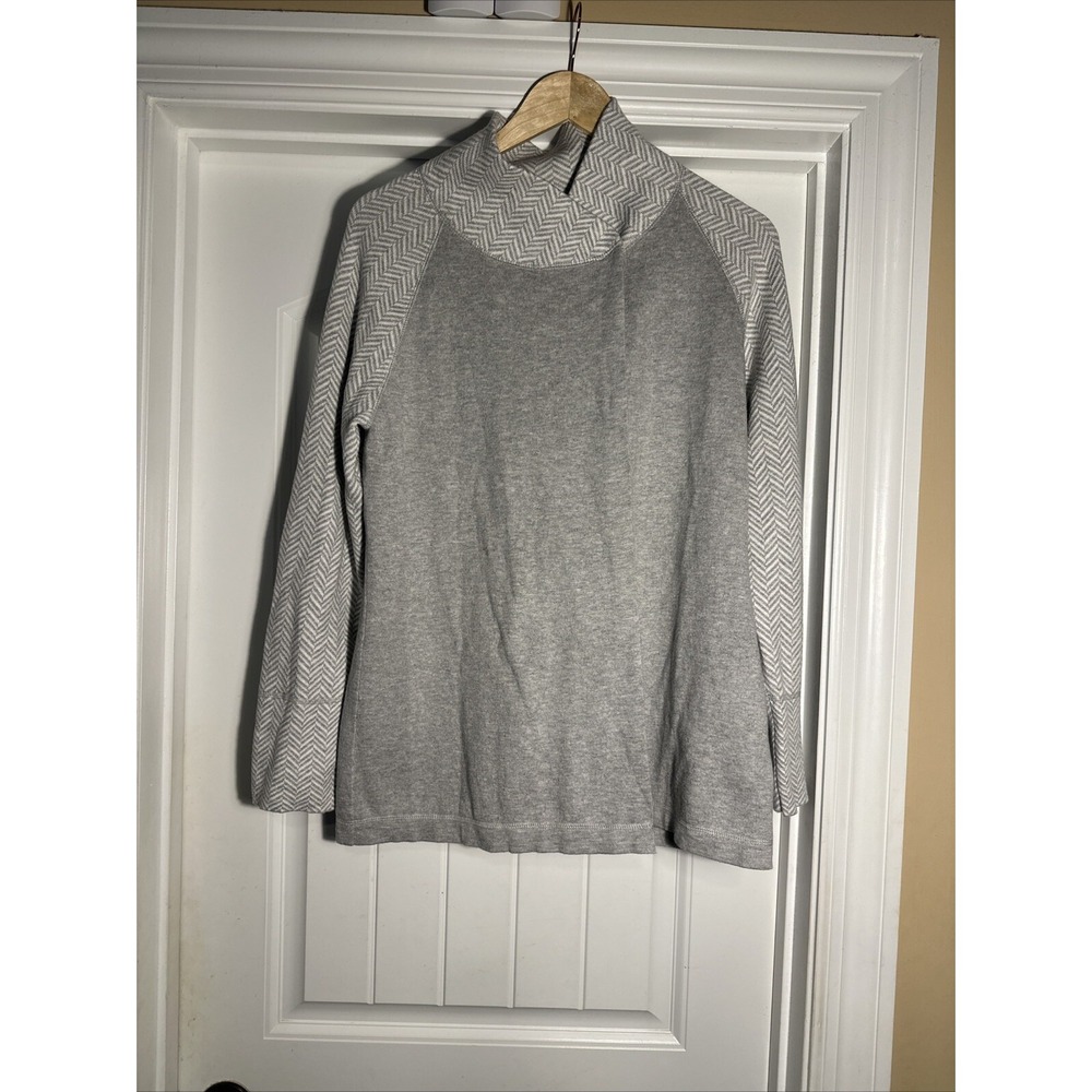 NWT Max Studio Wrap Cardigan Sweater Jacket Herringbone Gray Cozy Women M